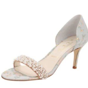 Something Bleu Sz6 Blue Romance Floral & Pearl Cappy D'Orsay Wedding Bridal shoe